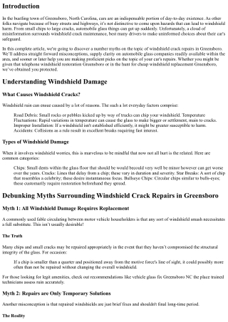 Debunking Myths Surrounding Windshield Crack Repairs in Greensboro