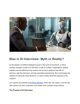 Bias in AI Interviews: Myth or Reality?