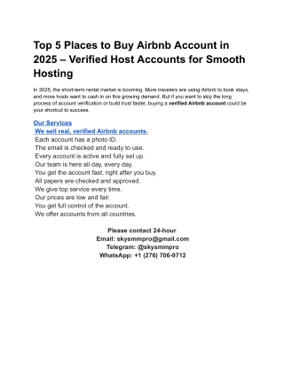 The Ultimate Guide: Best Sites to Buy Verified Airbnb Accounts