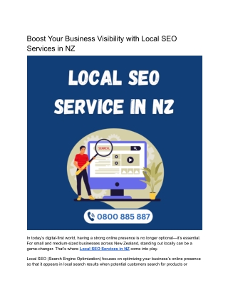 Boost Your Business Visibility with Local SEO Services in NZ