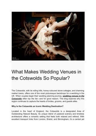 What Makes Wedding Venues in the Cotswolds So Popular?