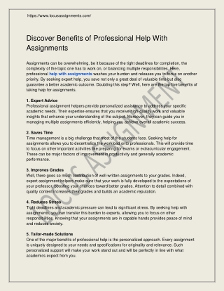 Discover Benefits of Professional Help With Assignments