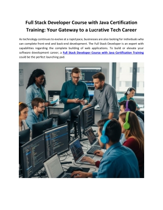 Full Stack Developer Course with Java Certification Training: Your Gateway to a