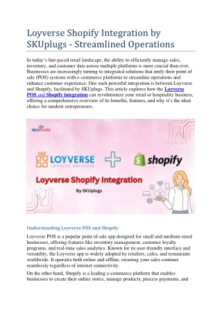 Loyverse Shopify Integration
