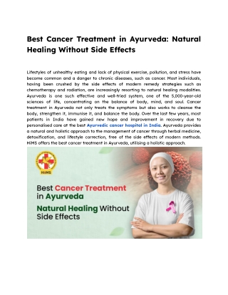 Best Cancer Treatment in Ayurveda_ Natural Healing Without Side Effects
