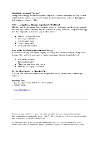 What is occupational Therapy?