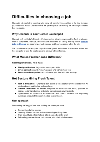 difficulties in choosing a job