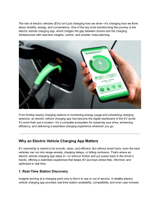 How an Electric Vehicle Charging App Transforms the EV Experience