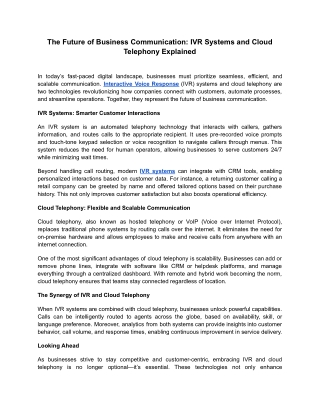 The Future of Business Communication_ IVR Systems and Cloud Telephony Explained