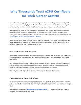 Why Thousands Trust AIPU Certificate for Their Career Growth