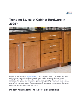 Trending Styles of Cabinet Hardware in 2025_