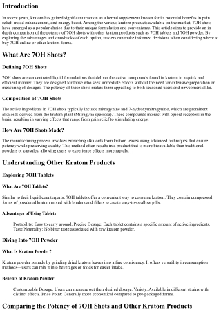 Comparing the Potency of 7OH Shots and Other Kratom Products