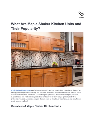 What Are Maple Shaker Kitchen Units and Their Popularity_