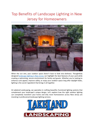 Top Benefits of Landscape Lighting in New Jersey for Homeowners