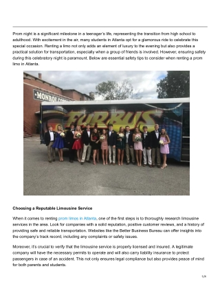 Safety Tips When Renting a Prom Limo in Atlanta