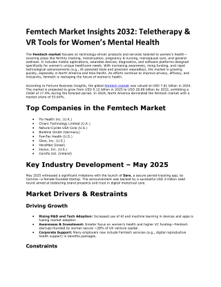 Femtech Market Trends 2032: Expansion of Digital Lactation & Feeding Aids