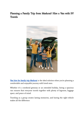 Planning a Family Trip from Madurai