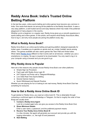 Reddy Anna Book_ India’s Trusted Online Betting Platform