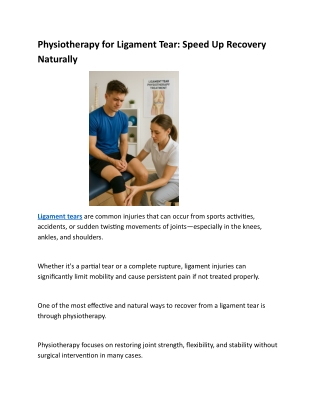 Physiotherapy for Ligament Tear: Speed Up Recovery Naturally