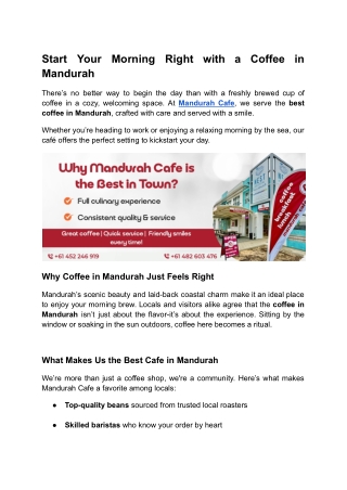 Start Your Morning Right with a Coffee in Mandurah (1)