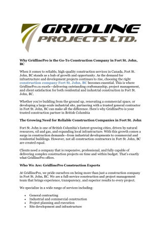 General Contractor Fort St John, BC