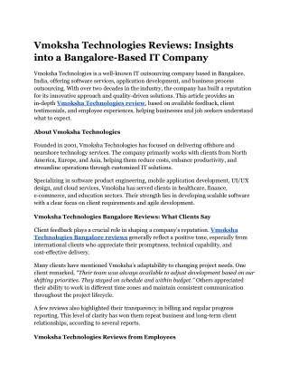 Vmoksha Technologies Reviews_ Insights into a Bangalore-Based IT Company (1)