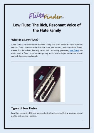 Low Flute The Rich, Resonant Voice of the Flute Family