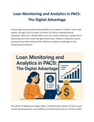 Loan Monitoring and Analytics in PACS: The Digital Advantage
