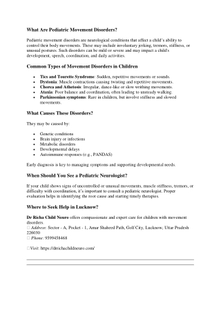What Are Pediatric Movement Disorders?