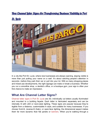How Channel Letter Signs Are Transforming Business Visibility in Port St. Lucie
