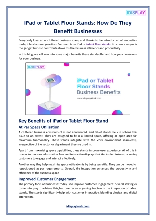 iPad or Tablet Floor Stands - How Do They Benefit Businesses