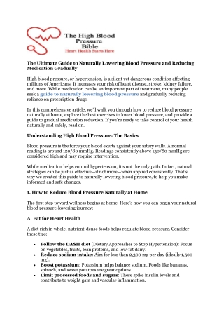 how to reduce blood pressure naturally at home