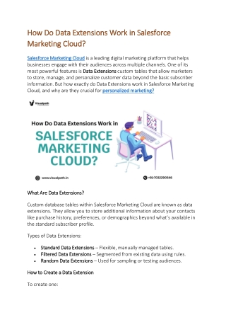 Salesforce Marketing Cloud Online Training | Hyderabad