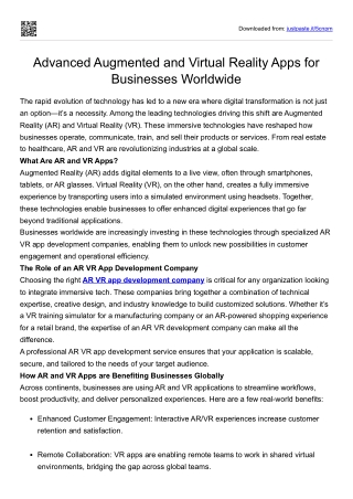 AR VR App Development Company - Designoweb Technologies