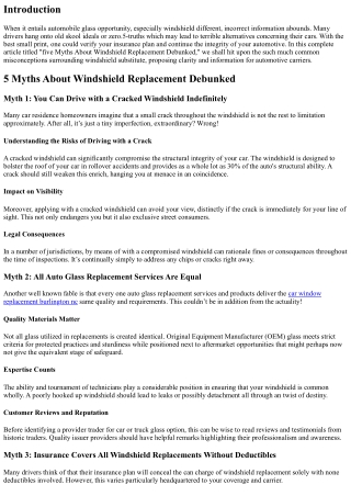 5 Myths About Windshield Replacement Debunked