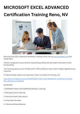 microsoft excel advanced certification training
