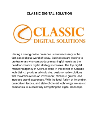 Classic Digital Solution – Best Digital Marketing Company in Kochi