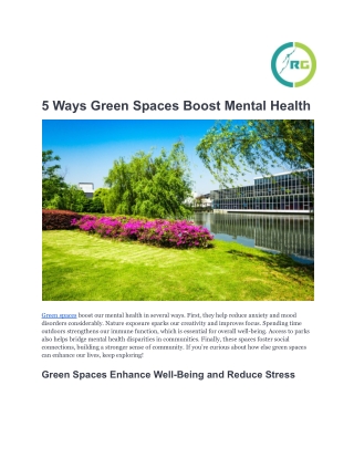 5 Ways Green Spaces Boost Mental Health