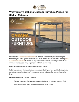 Weavecraft’s Cabana Outdoor Furniture Pieces for Stylish Retreats