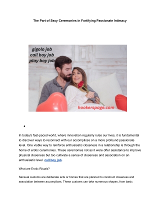 The Part of Sexy Ceremonies in Fortifying Passionate Intimacy
