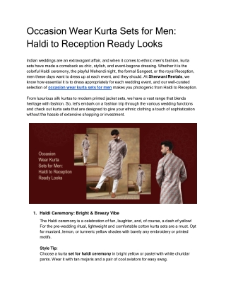 Occasion Wear Kurta Sets for Men_ Haldi to Reception Ready Looks