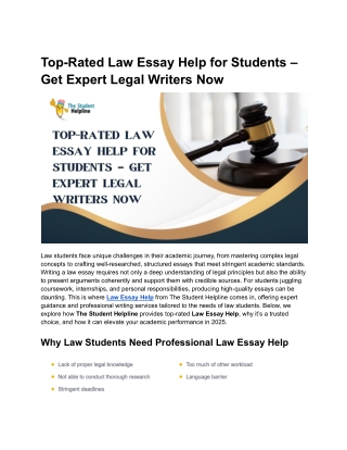 Top-Rated Law Essay Help for Students – Get Expert Legal Writers Now