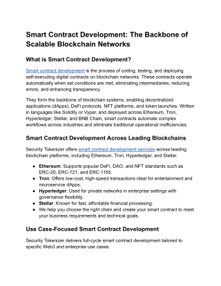 smart contract development the backbone