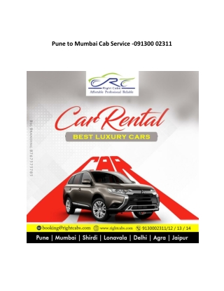 Pune to Mumbai Cab Service -091300 02311