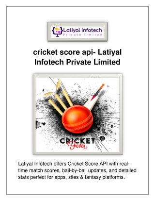 cricket score api- Latiyal Infotech Private Limited