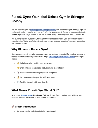Pulse8 Gym_ Your Ideal Unisex Gym in Srinagar Colony