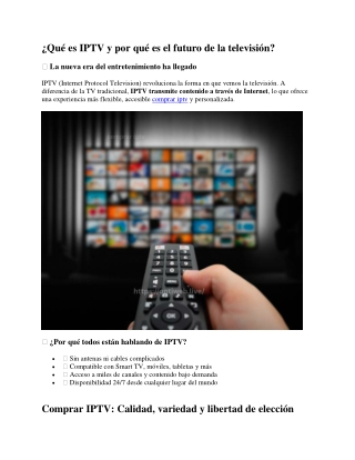 Disfruta de la Mejor Televisión con IPTV: Compra, Listas y Contratación en Españ