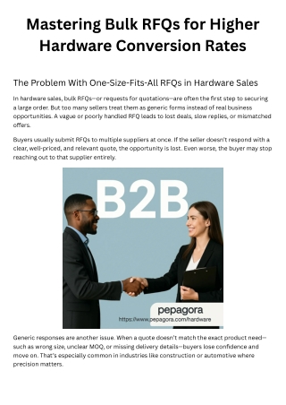 Mastering Bulk RFQs for Higher Hardware Conversion Rates