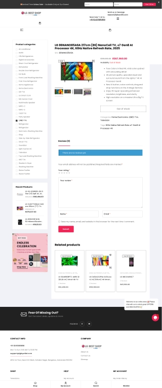 LG 86NANO85A6A 217cm (86 inch) NanoCell TV - LGbyUnilet