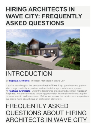 hiring architects in wave city frequently asked